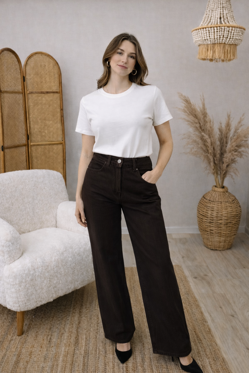 AÇIK KAHVE WİDE LEG JEAN